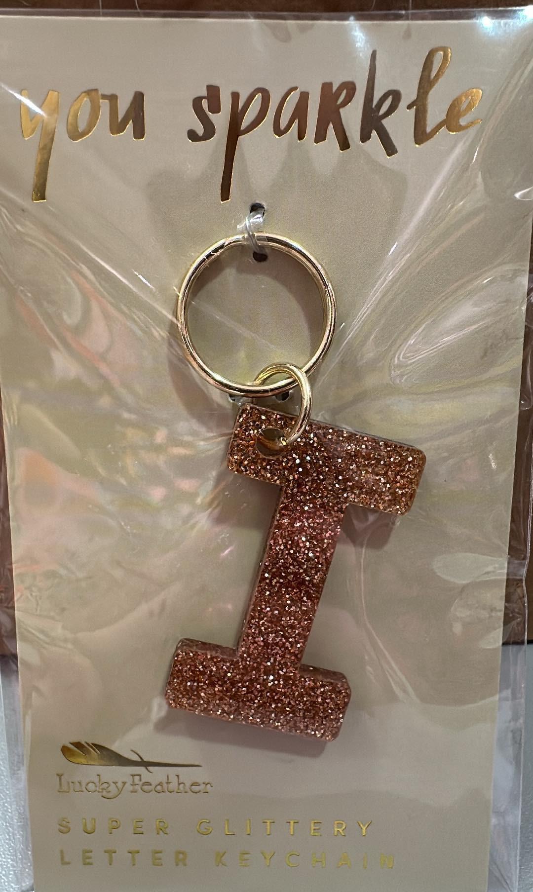 Glitter Initial Key Ring