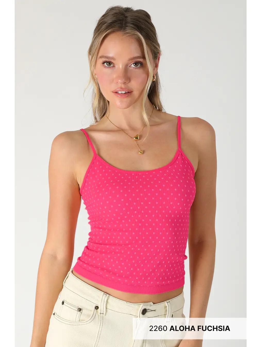White Polka Dot Strap Cami O/S