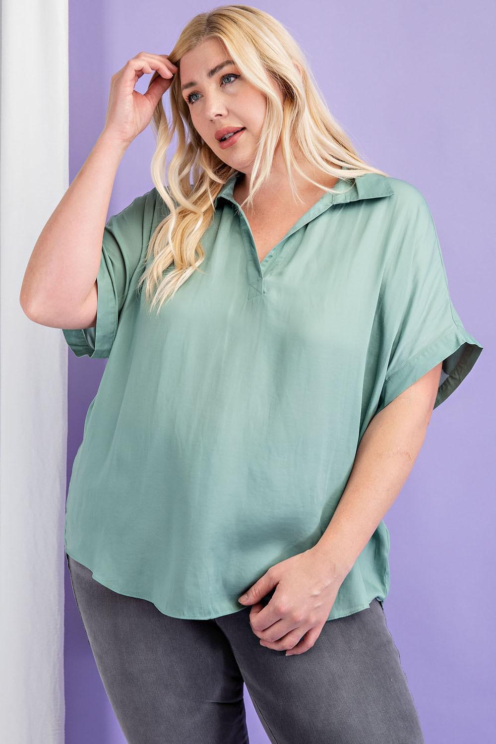 Plus V-Neck Blouse