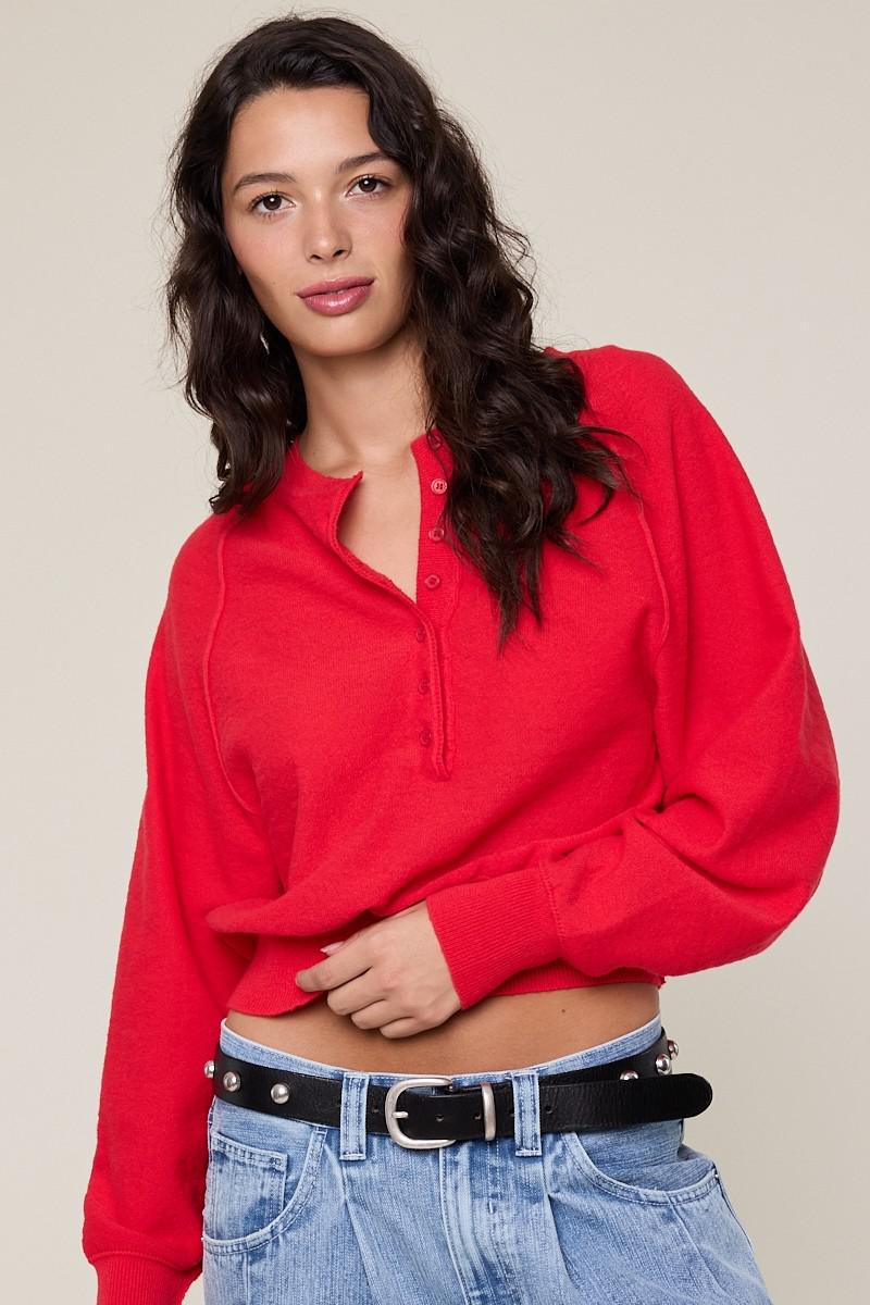 Cherry Red Knit Sweater Crewneck