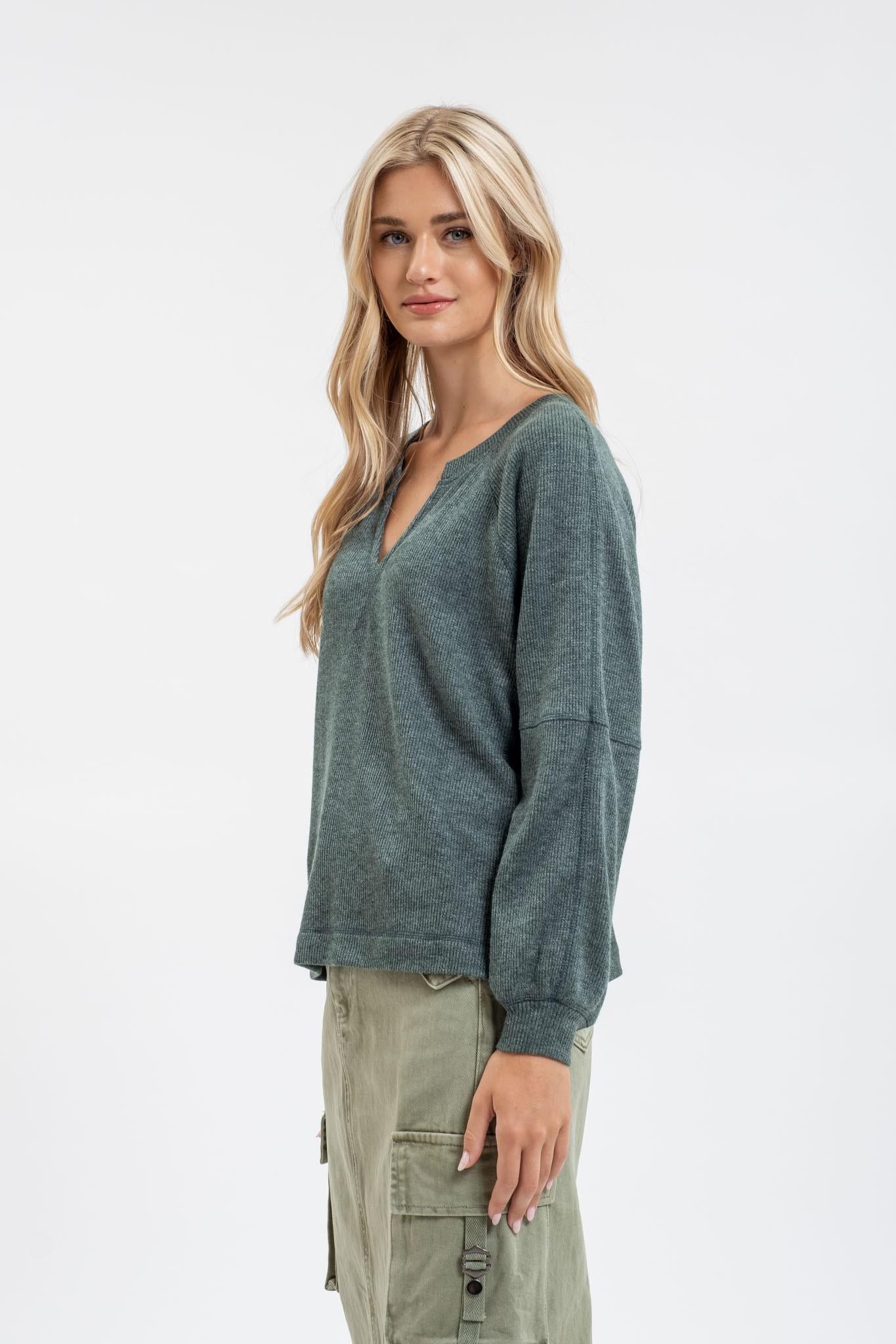 Split Neck Knit Top