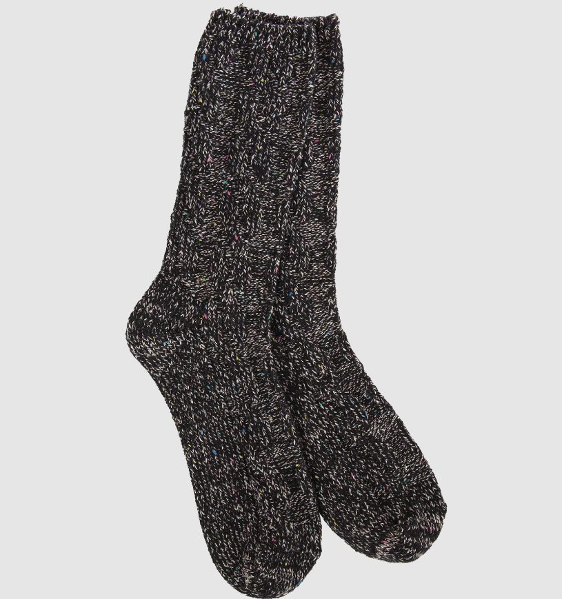 Black Confetti Weekend Ragg Cable Crew Socks