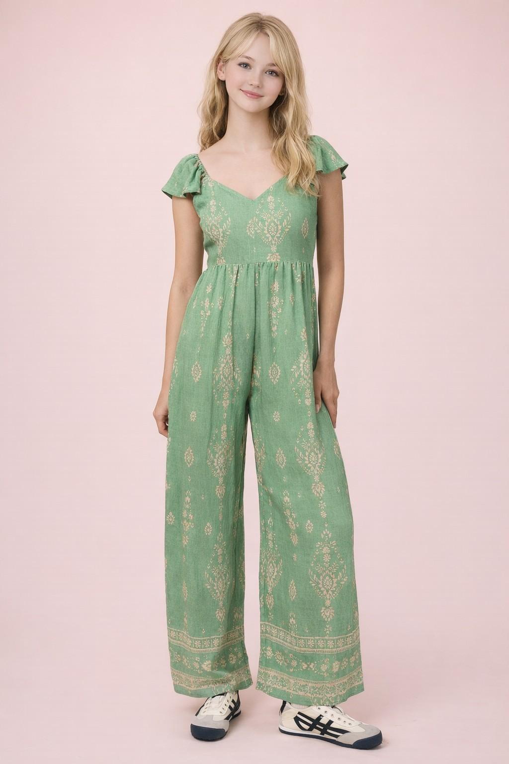 Sweetheart Neckline Print Boho Jumpsuit