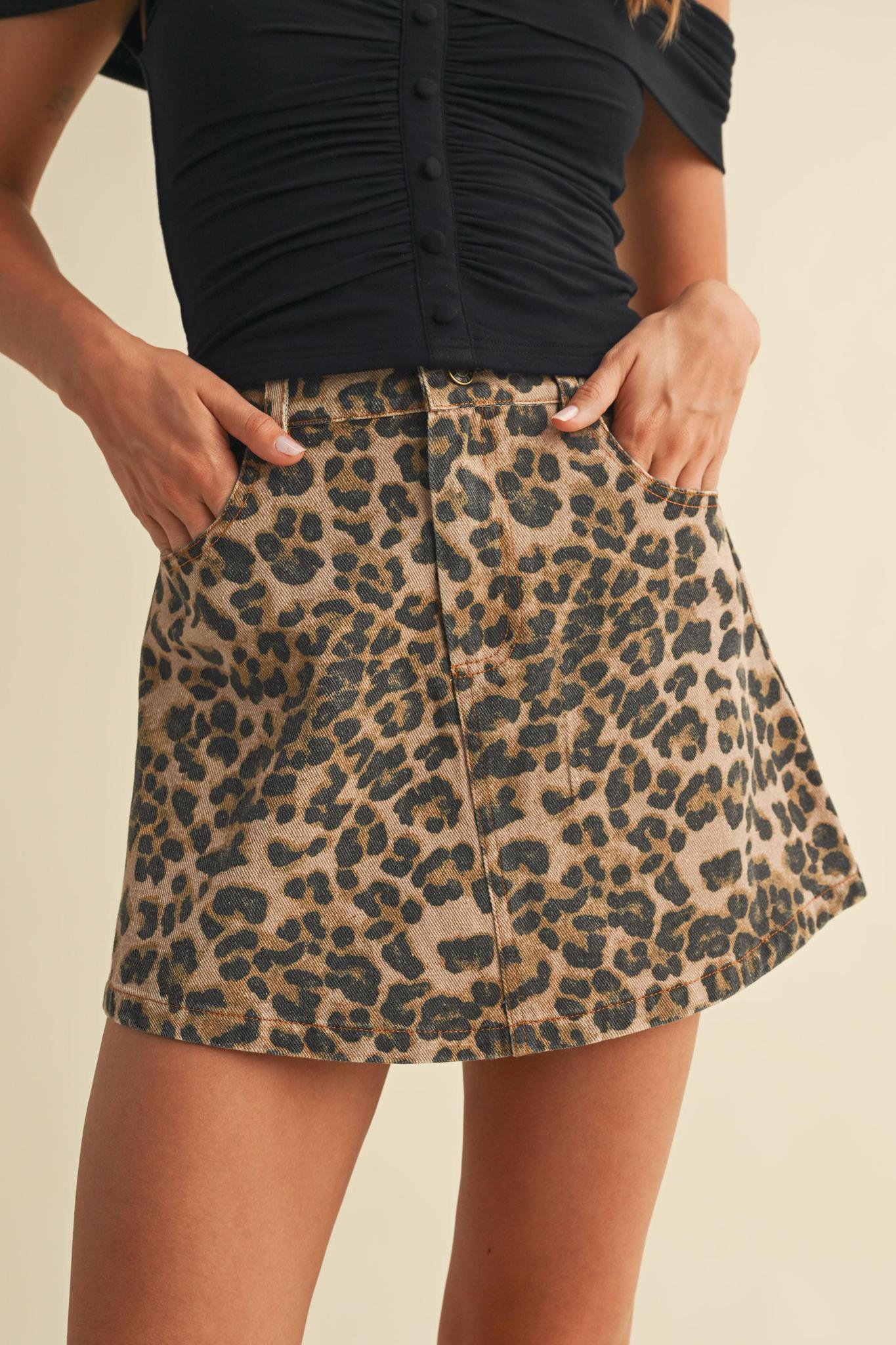 Leopard Shacket And Mini Skirt Set