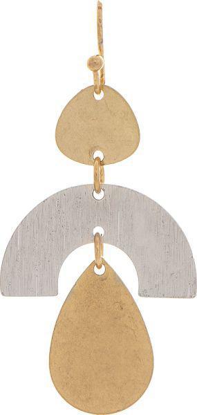 Two Tone Half Circle Teardrop Earring