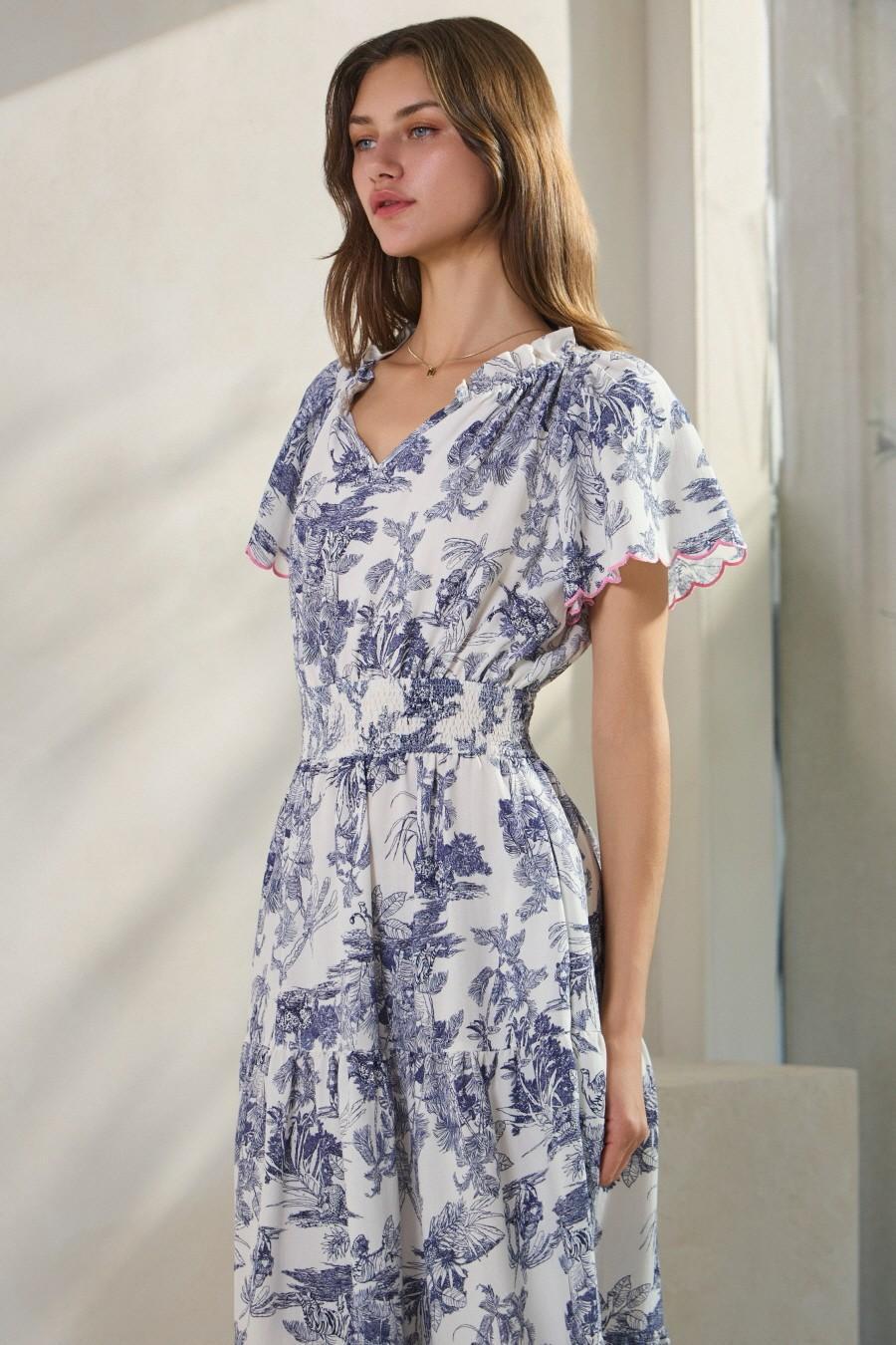 Plus Toi De Paris Printed Tired Midi Dress