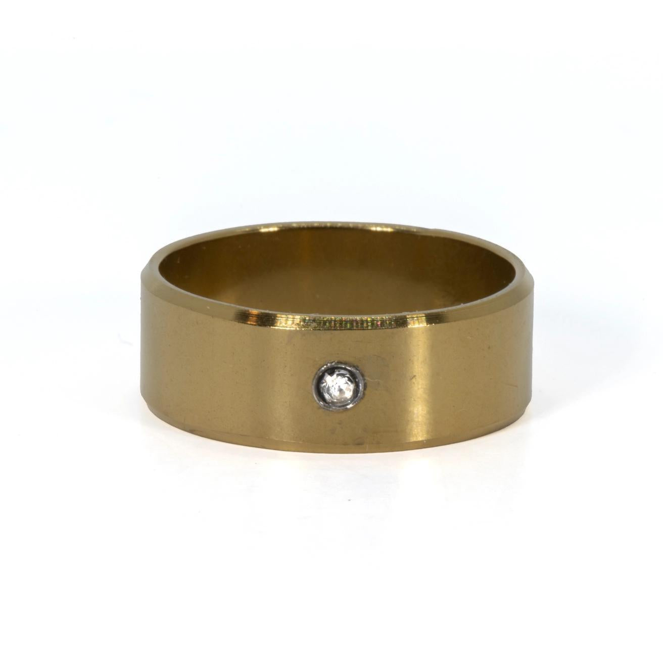 Men's Stainless Steel Concaved Diamond RIng