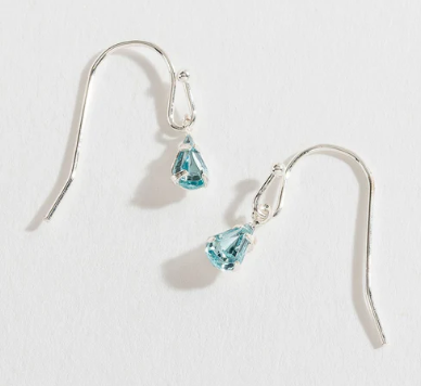 Silver Aqua Teardrop Earrings
