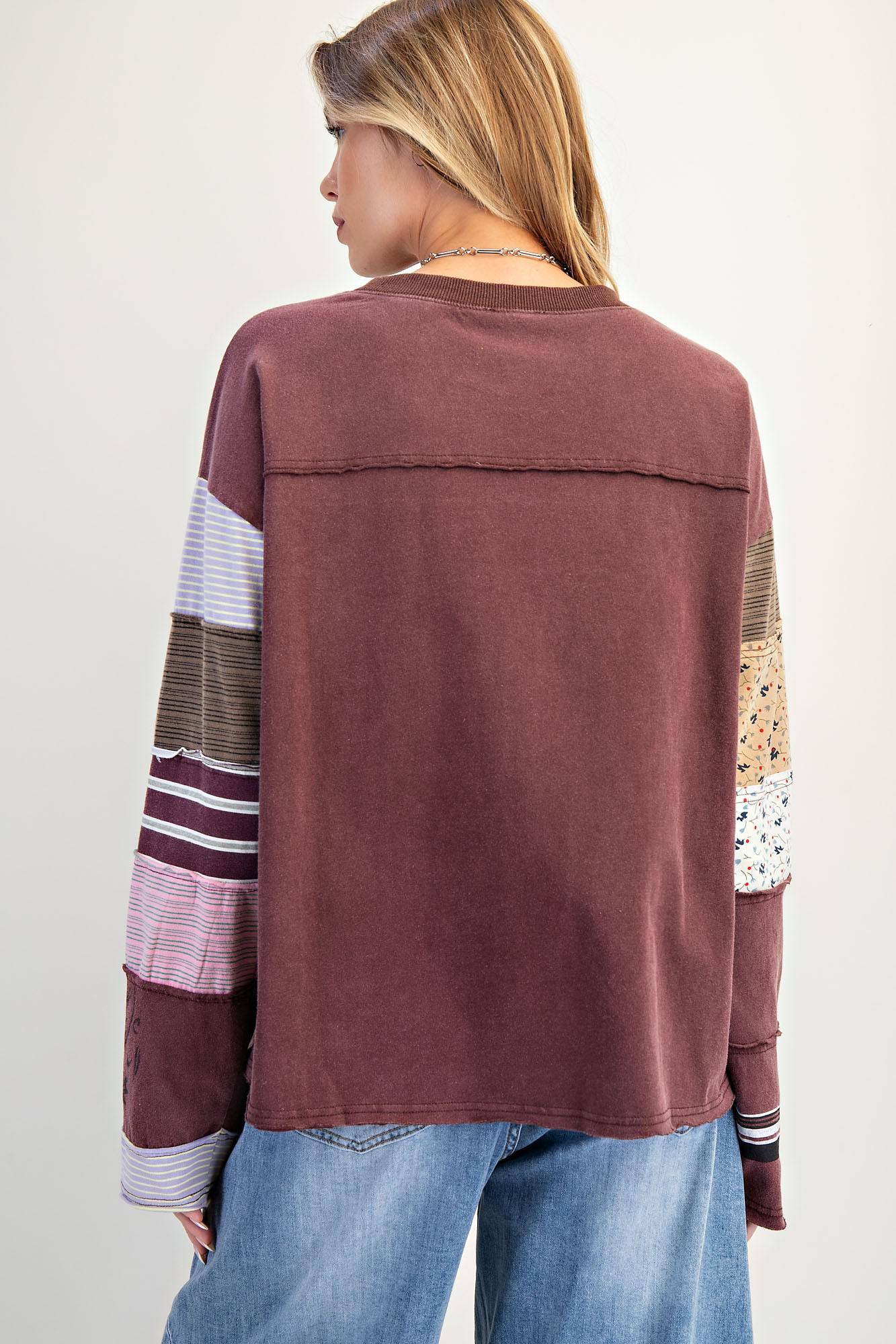Stripe Mix Terry Knit LS