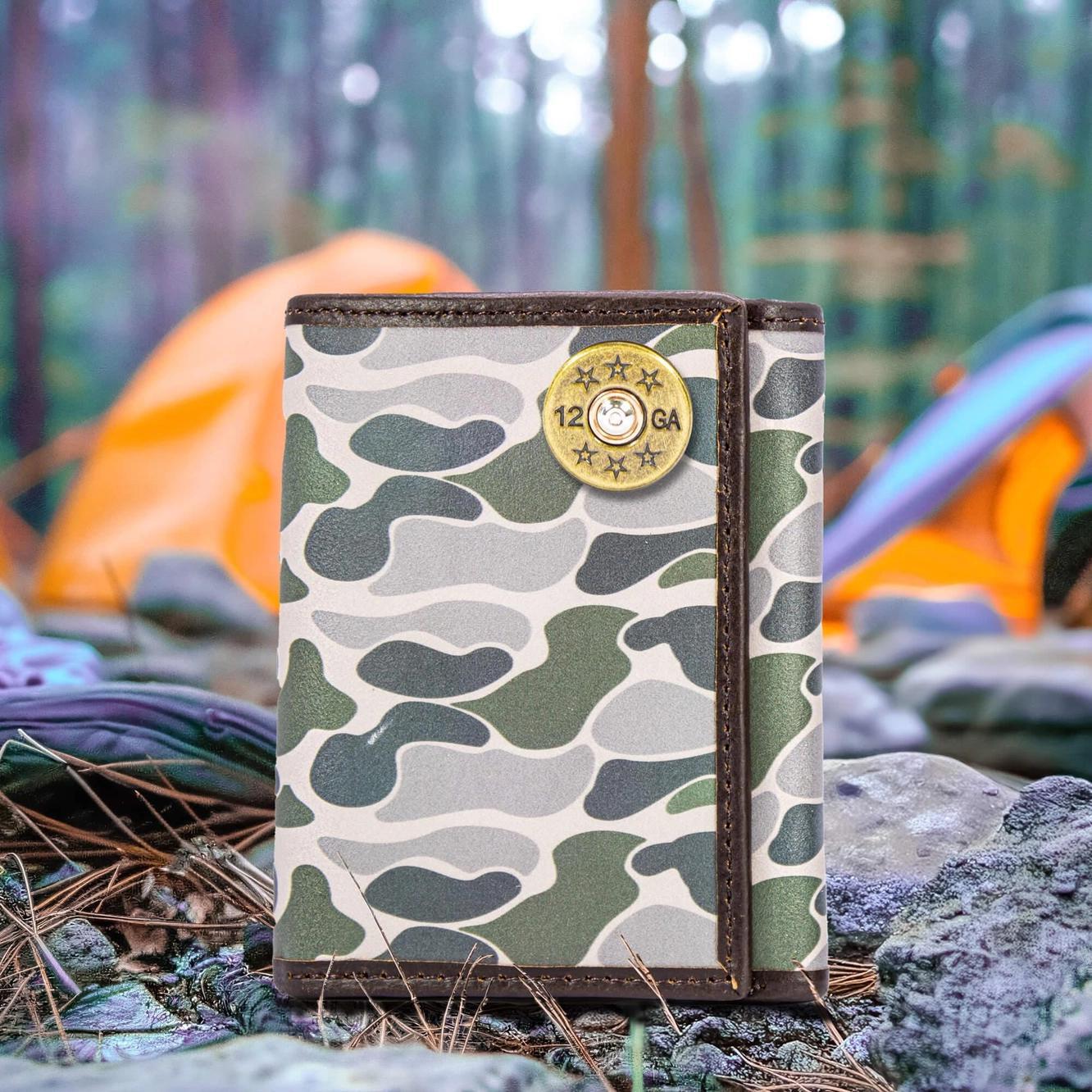 Men's Trifold Old School Camo Leather Wallet