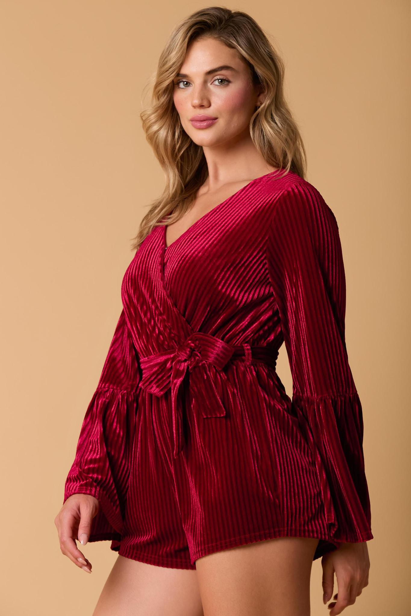 Velvet Romper With Long Sleeve