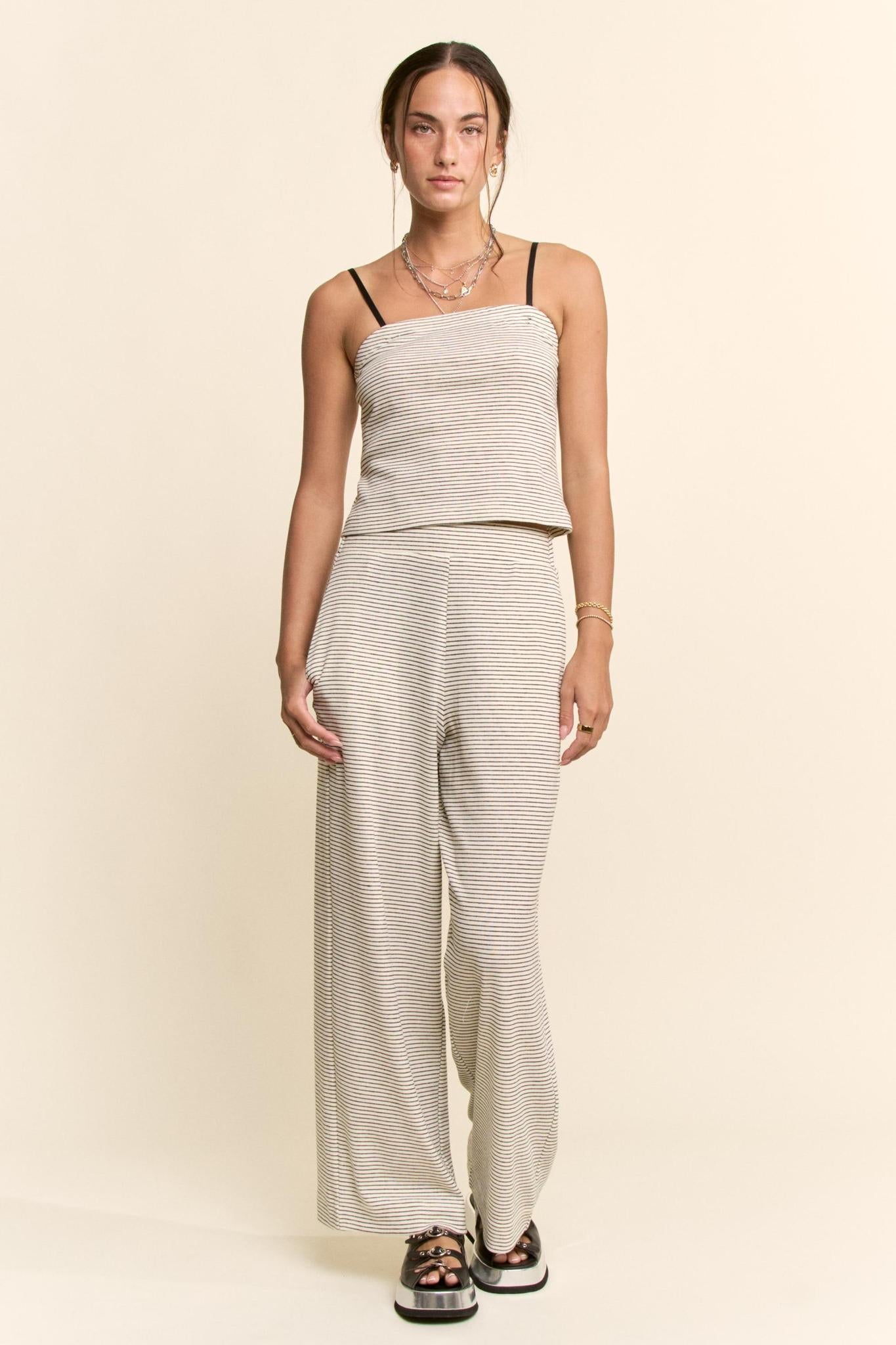 Strapless Top And Wide-leg Pants Set