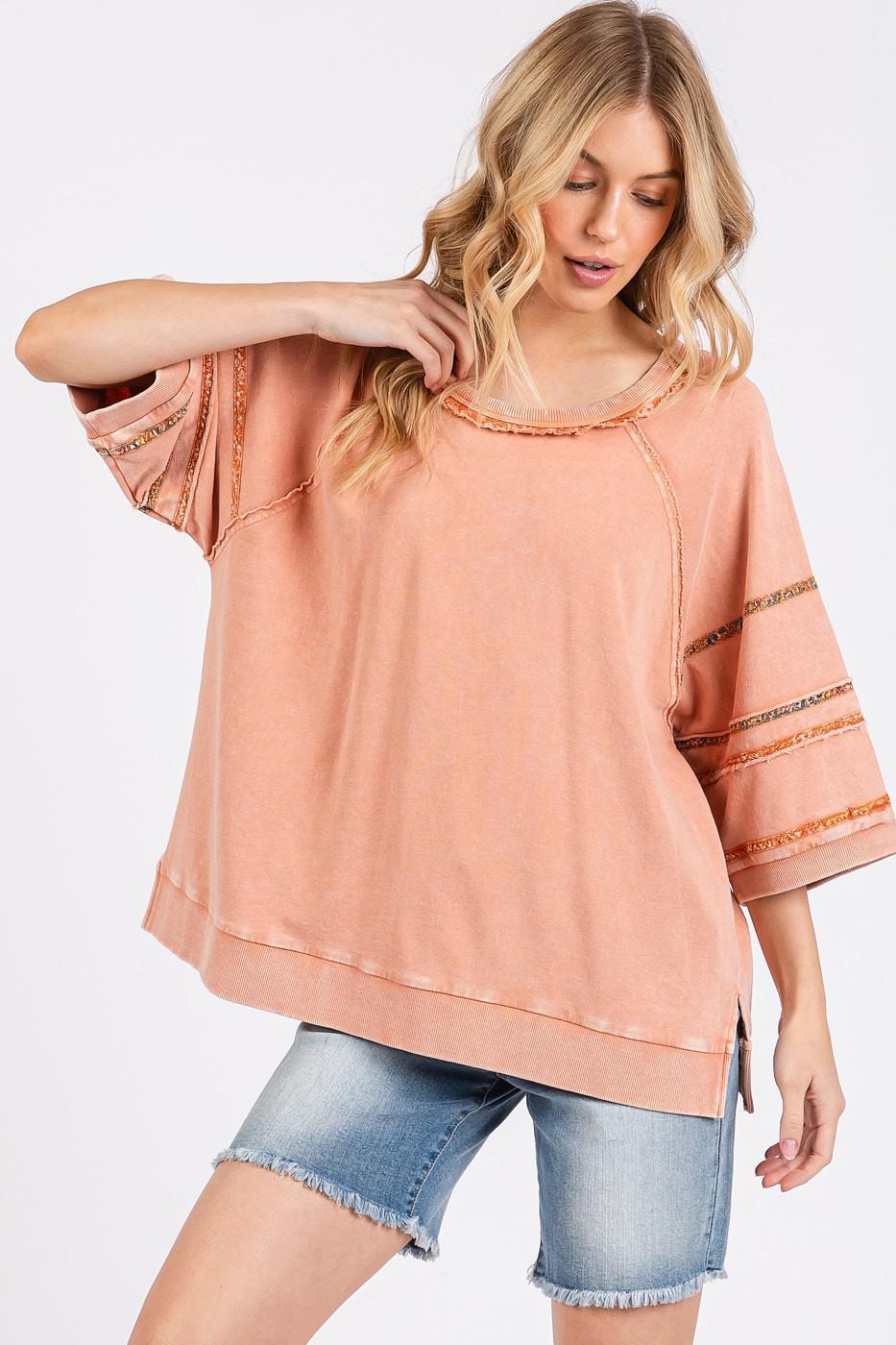 Coral French Terry Top