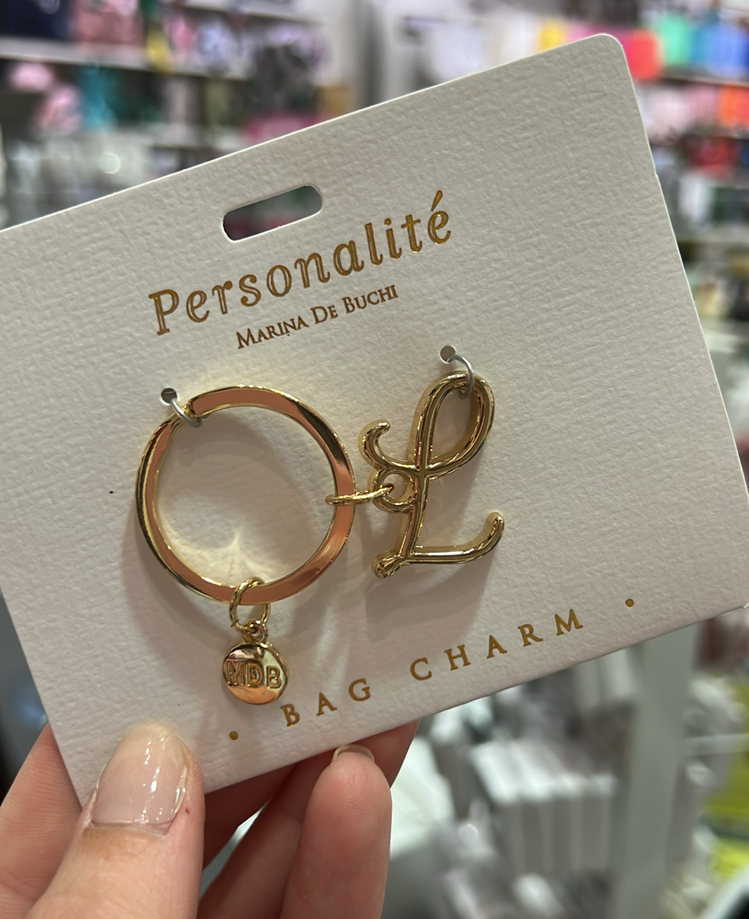 L Initial Bag Charm Keyring
