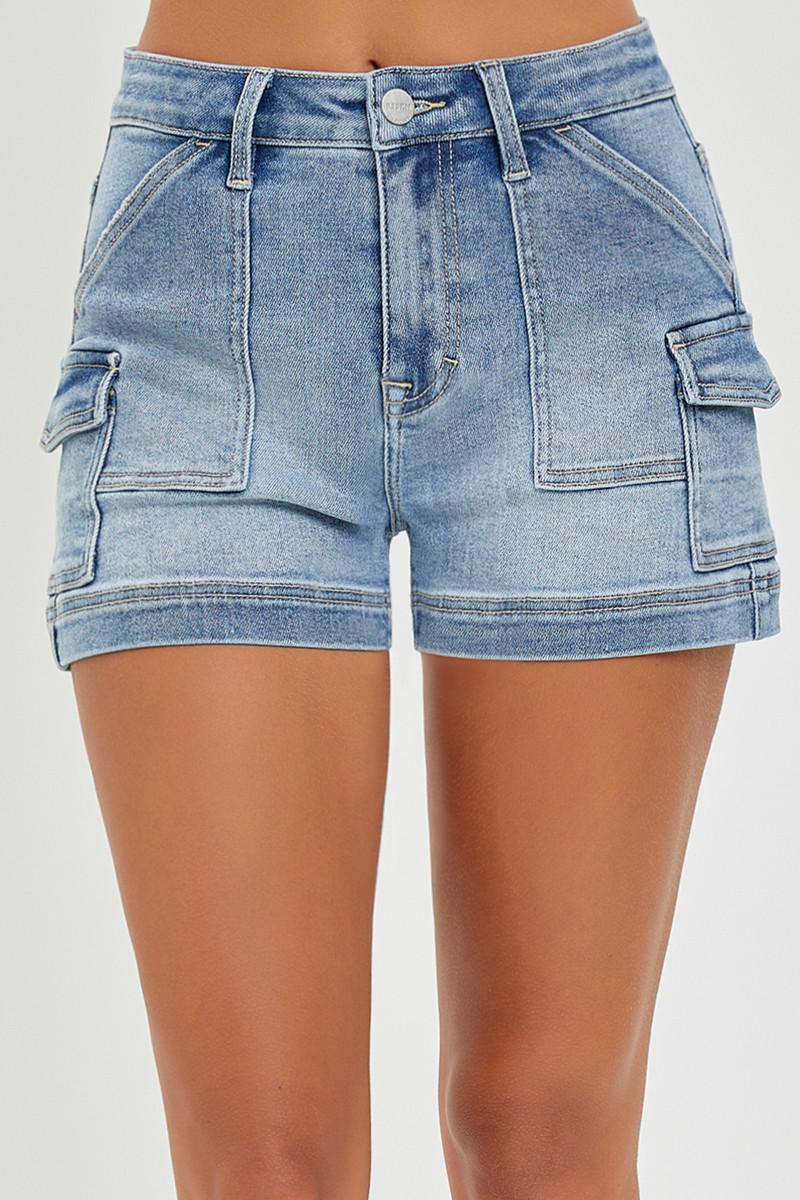 High Rise Side Cargo Pocket Shorts