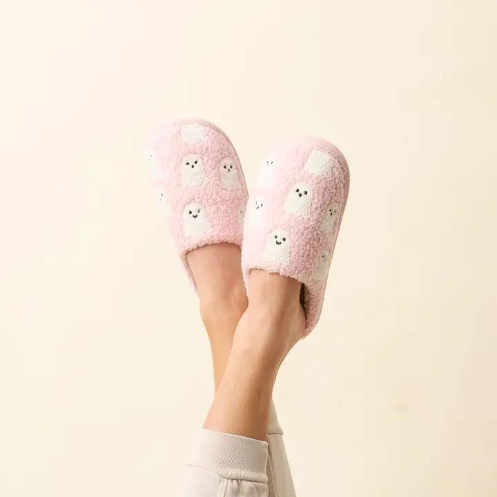 Fuzzy Ghost Slippers