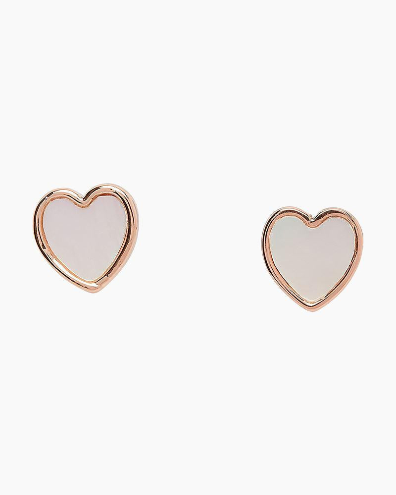 Heart Of Pearl Stud Earrings Rose Gold