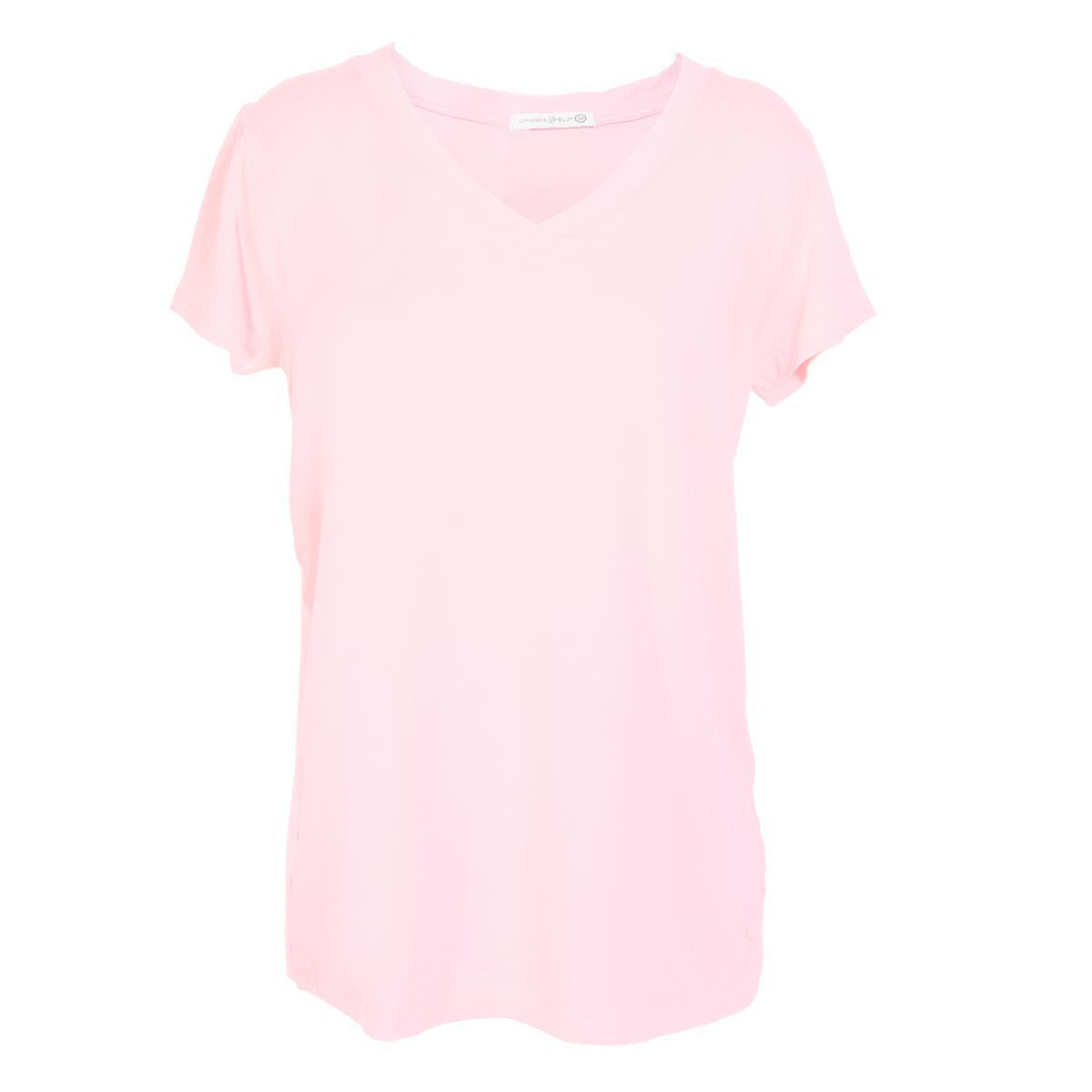 Pale Pink Short Sleeve V Neck Top