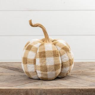 12.5" Tan Buffalo Check Pumpkin
