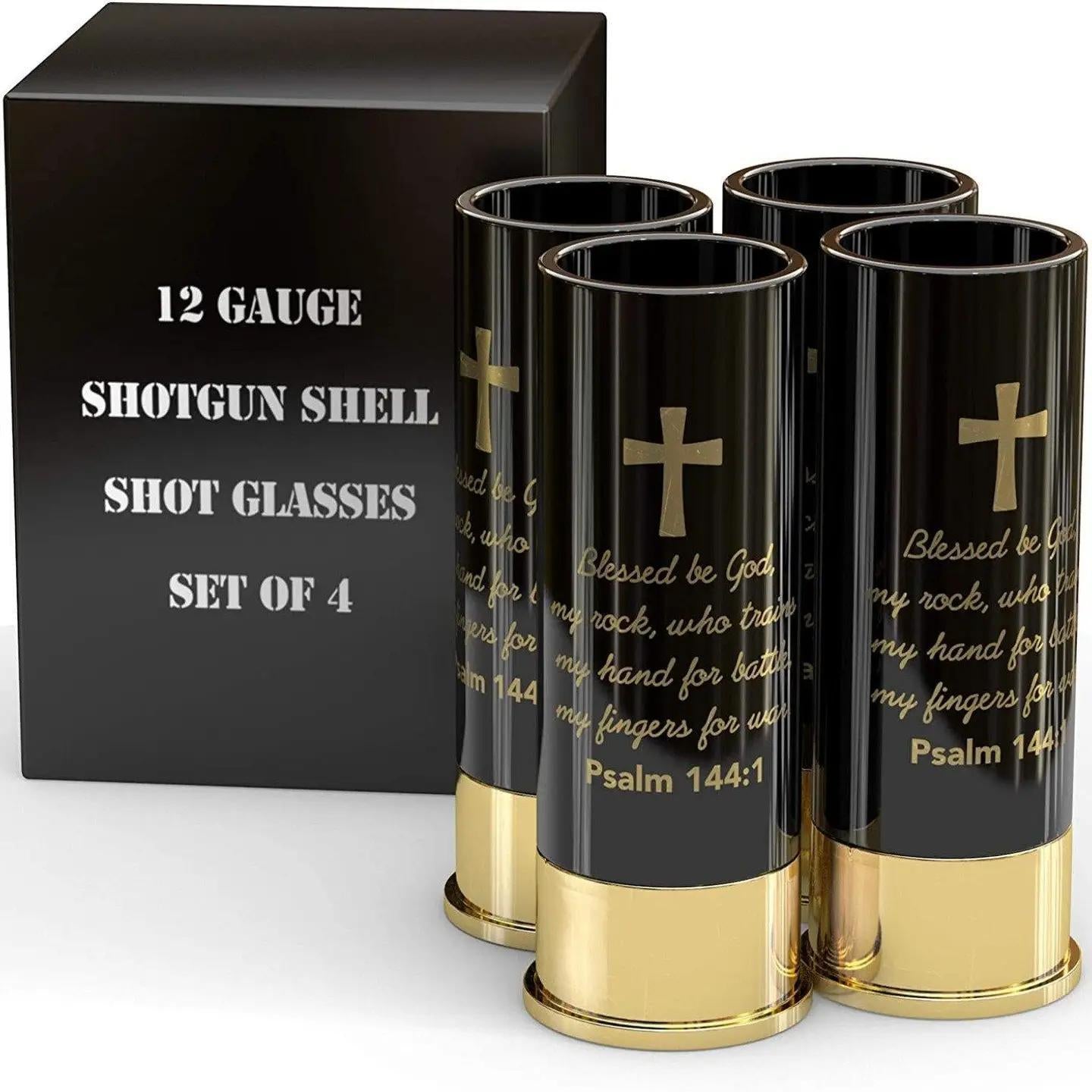 12 Gauge Shot Glasses Set of 4 - Psalm 144:1