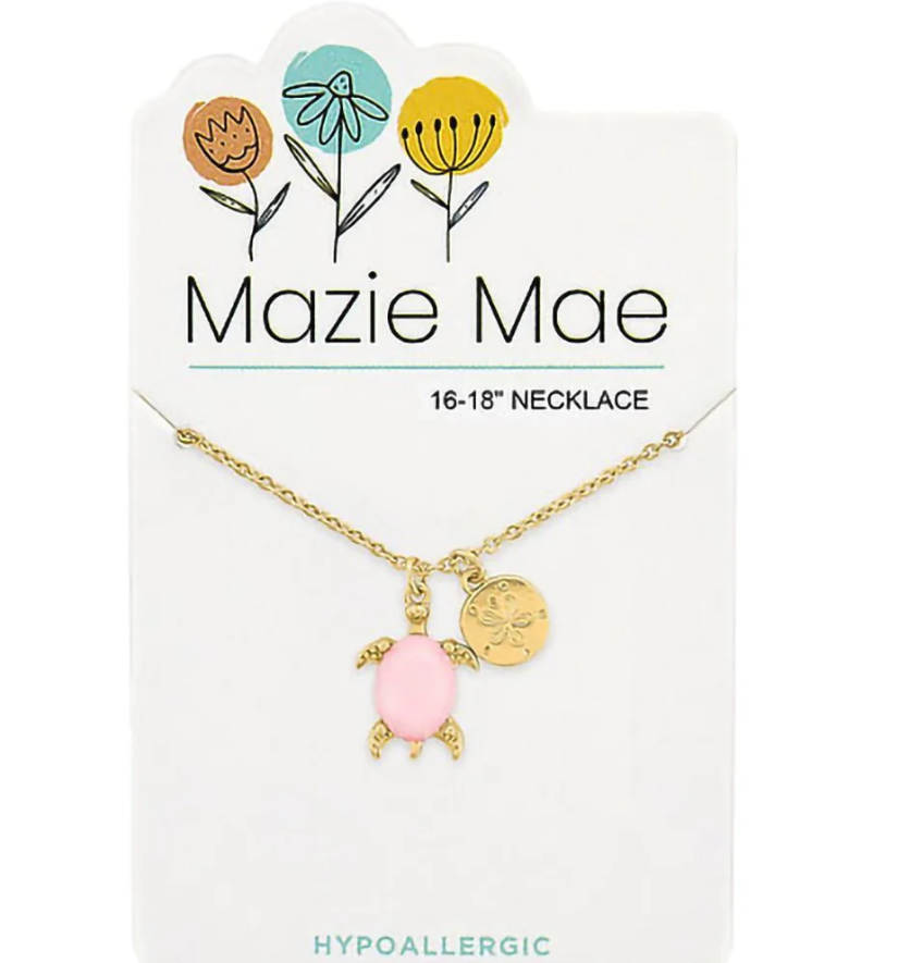 Gold Rosewater Opal Turtle & Sand Dollar Dangle Mazie Mae Necklace