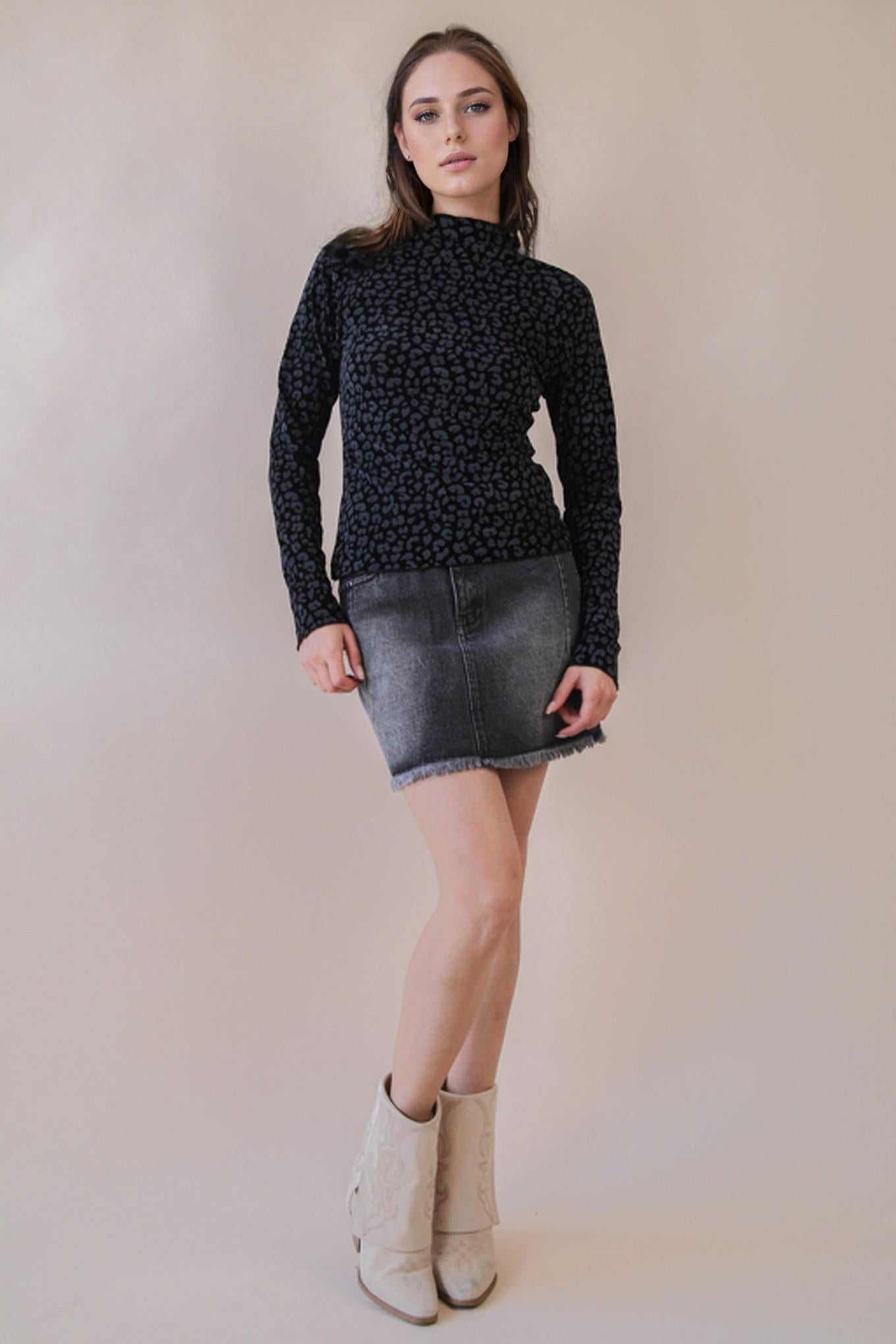 Very Jean Black Stud Washed Denim Skirt