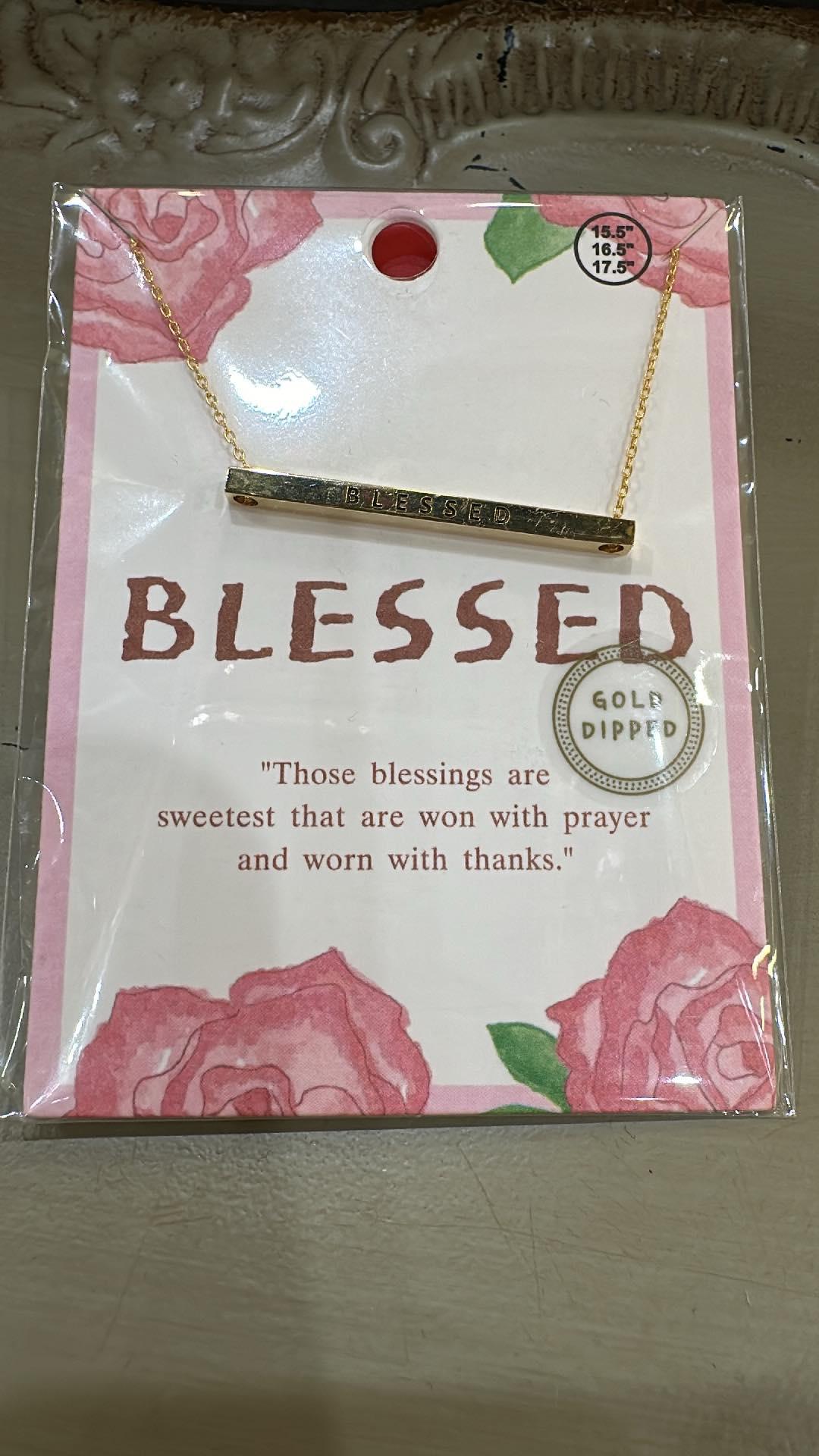 Blessed Gold Bar Necklace