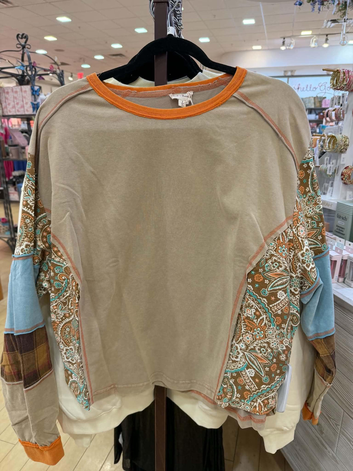 Paisley & Checker Mixed Terry Sweatshirt