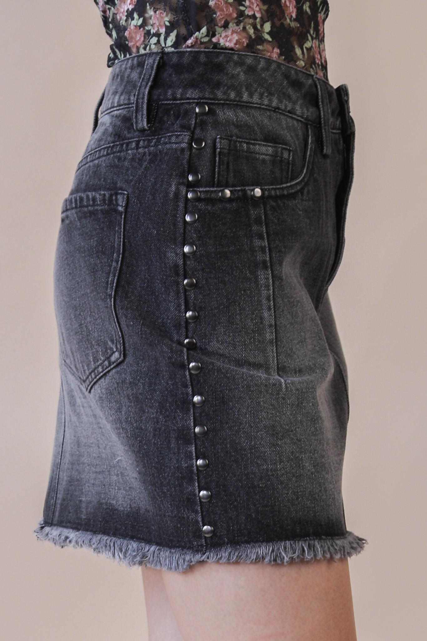 Very Jean Black Stud Washed Denim Skirt