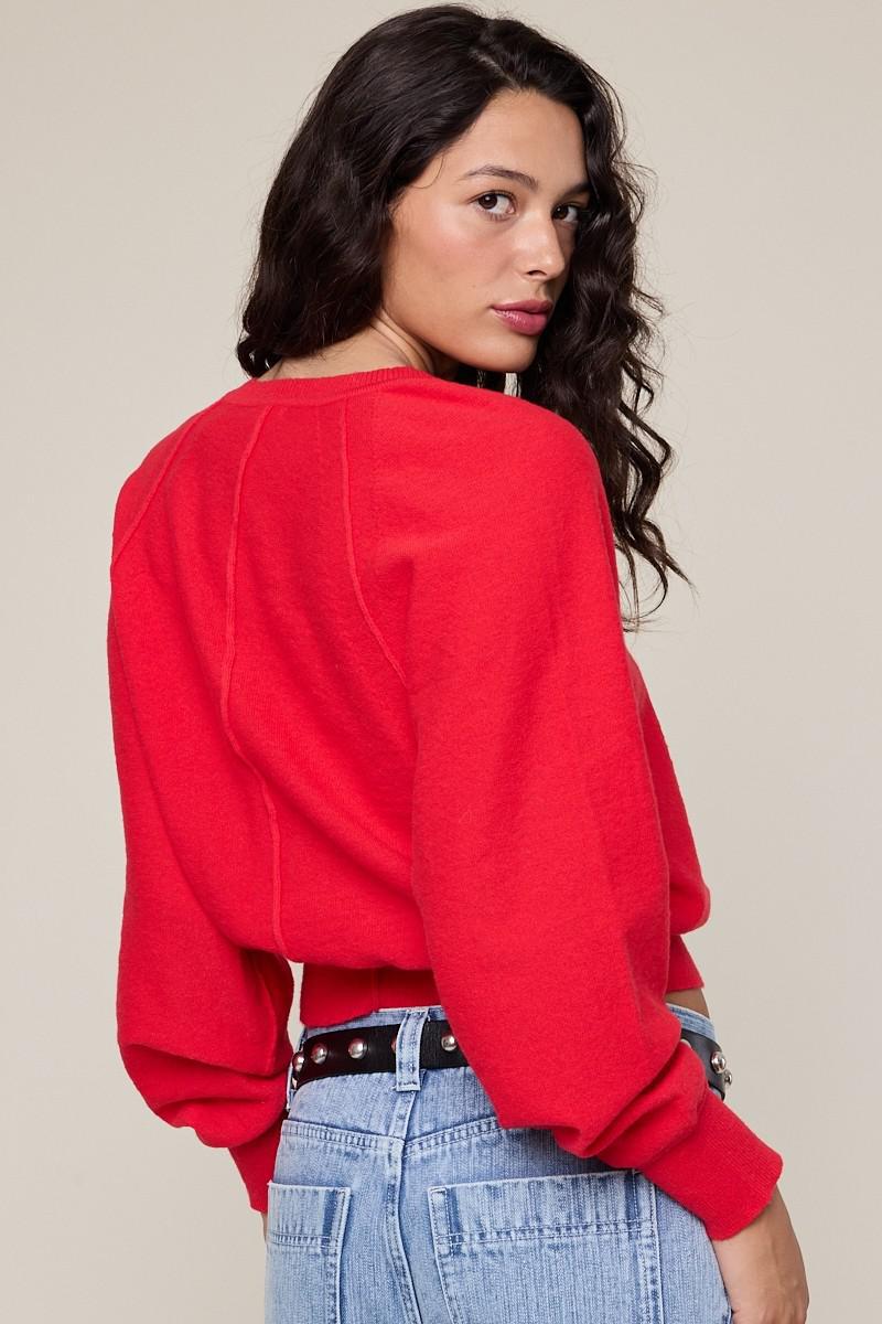 Cherry Red Knit Sweater Crewneck