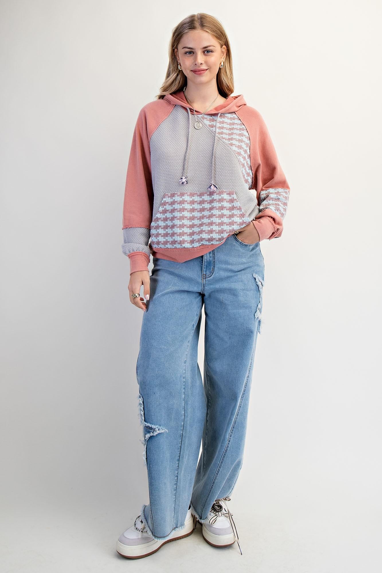 Coral Mix Washed Terry Hoodie