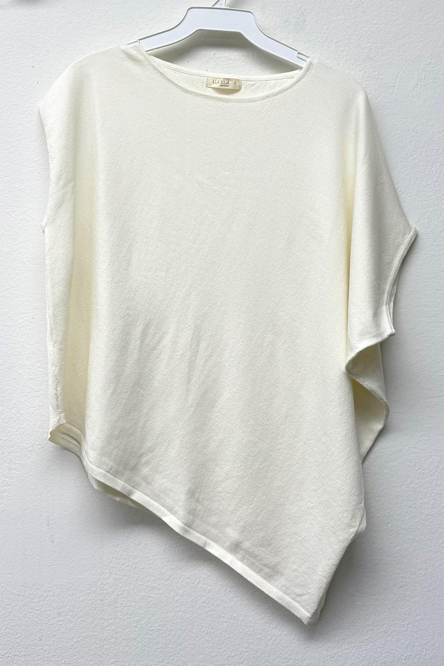 Asymmetric Boat Neck Knit Top