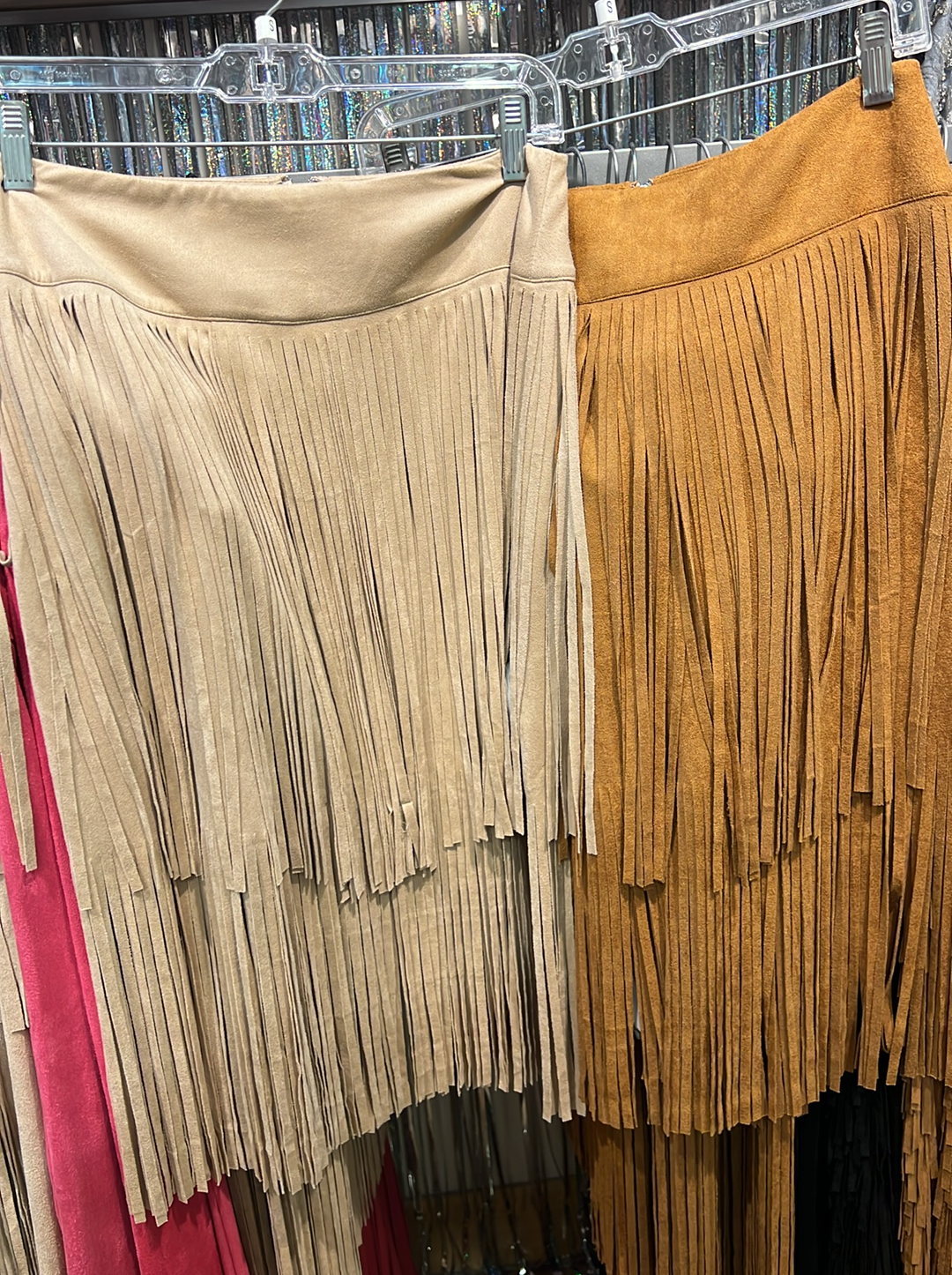 Suede Tiered Skirt