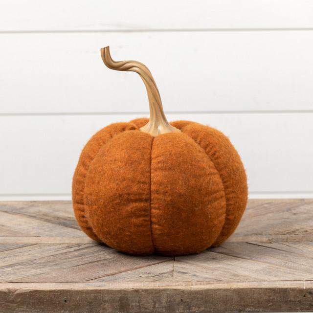 12.5" Orange Wool Pumpkin