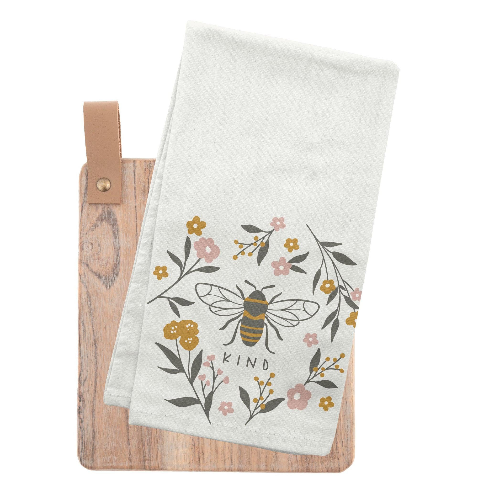 Flora Tea Towel With Cutting Board Bee Kind