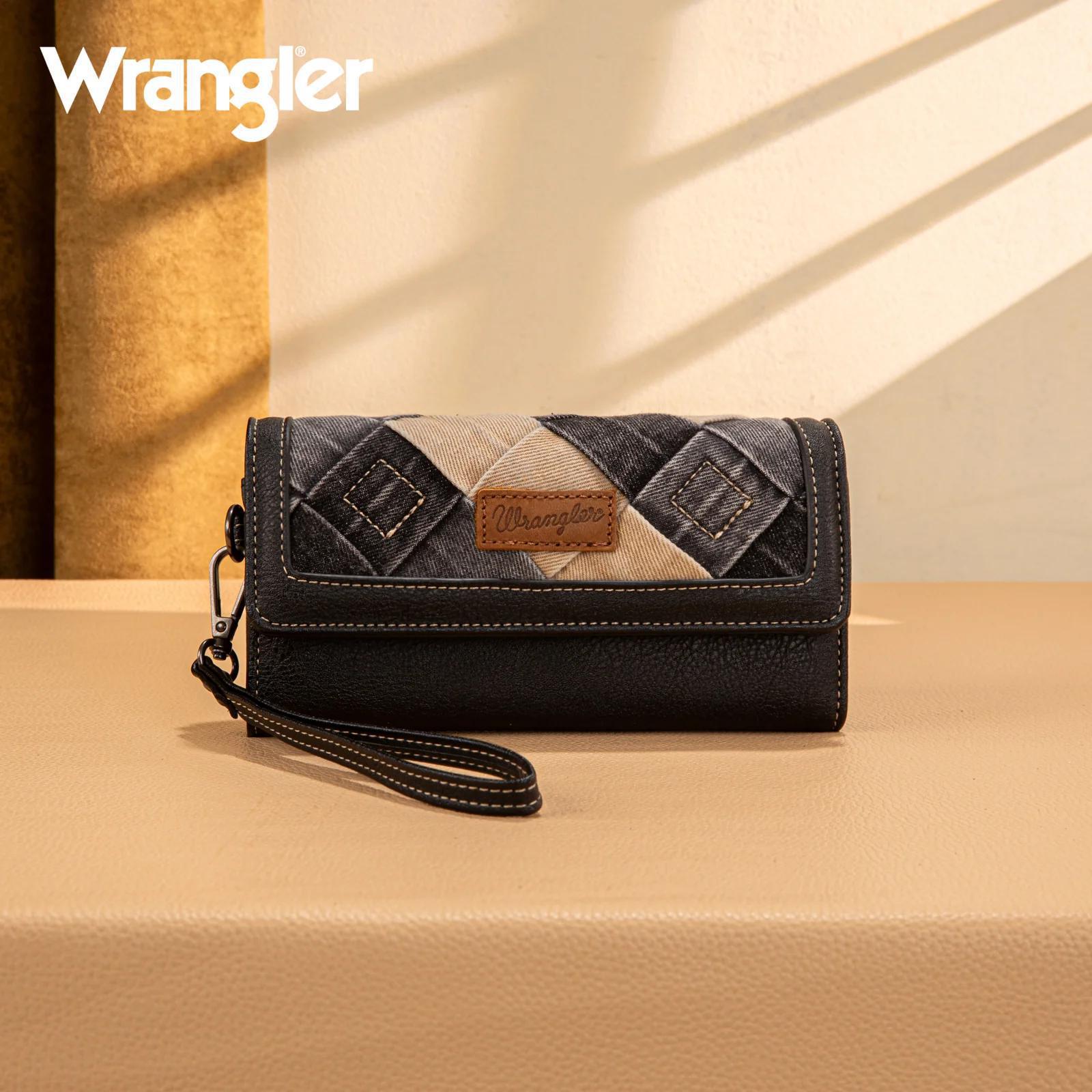 Wrangler Denim Woven Tri-Fold Wristlet/Wallet