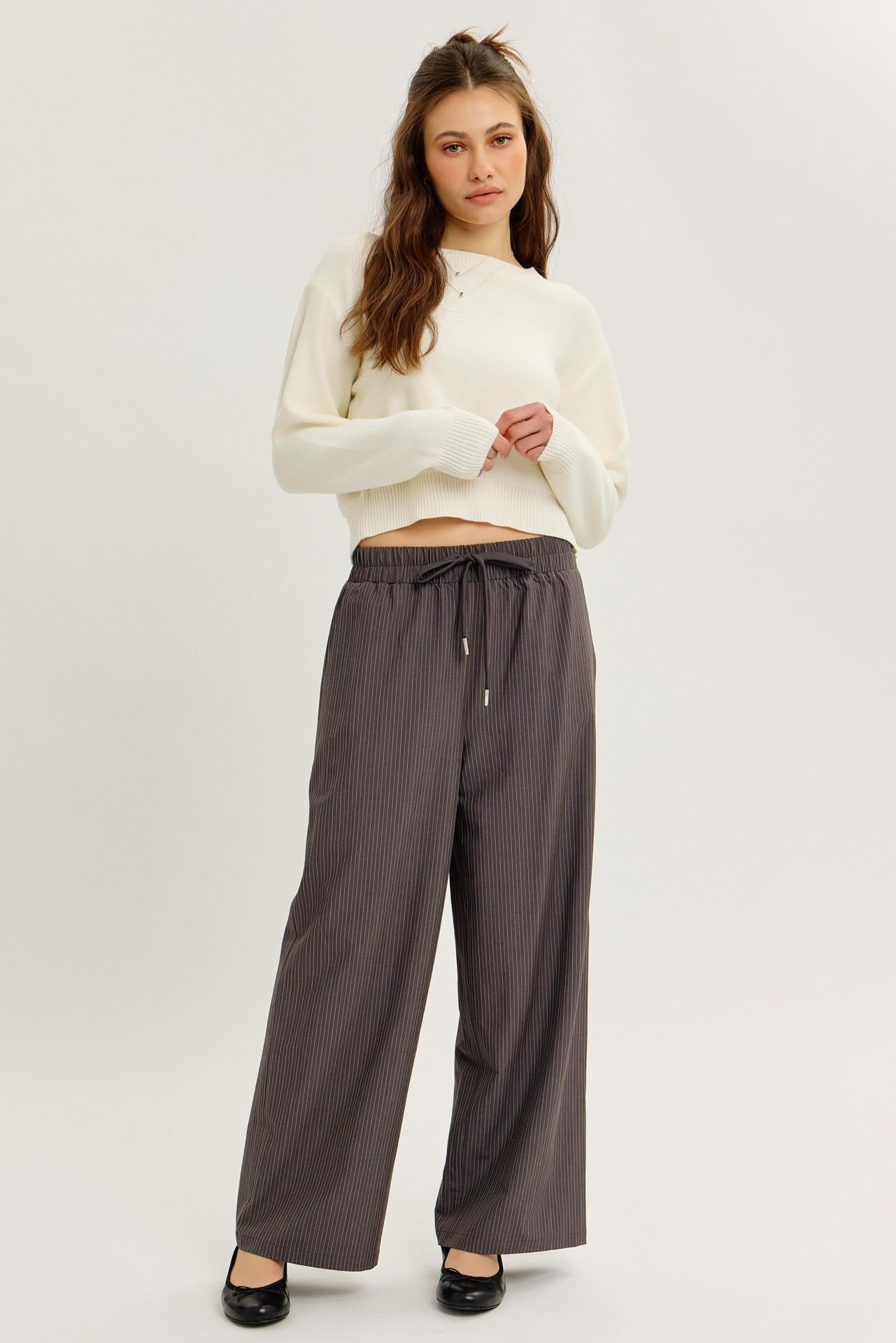 Chalk Stripe Pull-on Relaxed Fit Pants