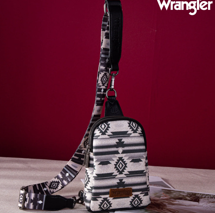 Wrangler Allover Aztec Dual Sided Print Crossbody Sling Chest Bag