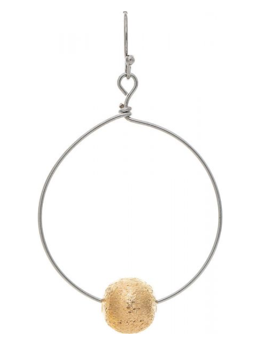 Two Tone Circle Gold Bead Earring
