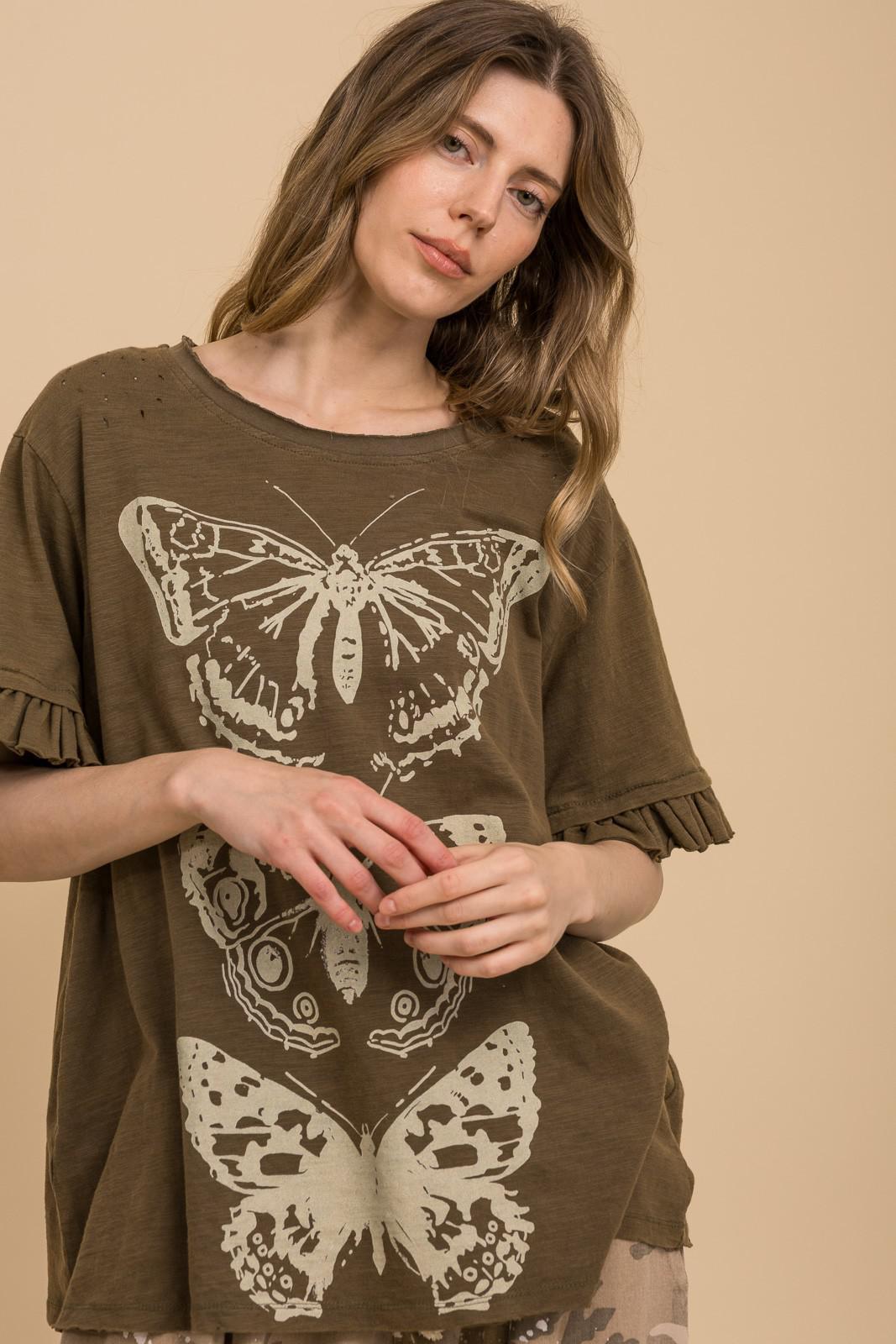 Short Ruffle Sleeve Butterfly Top