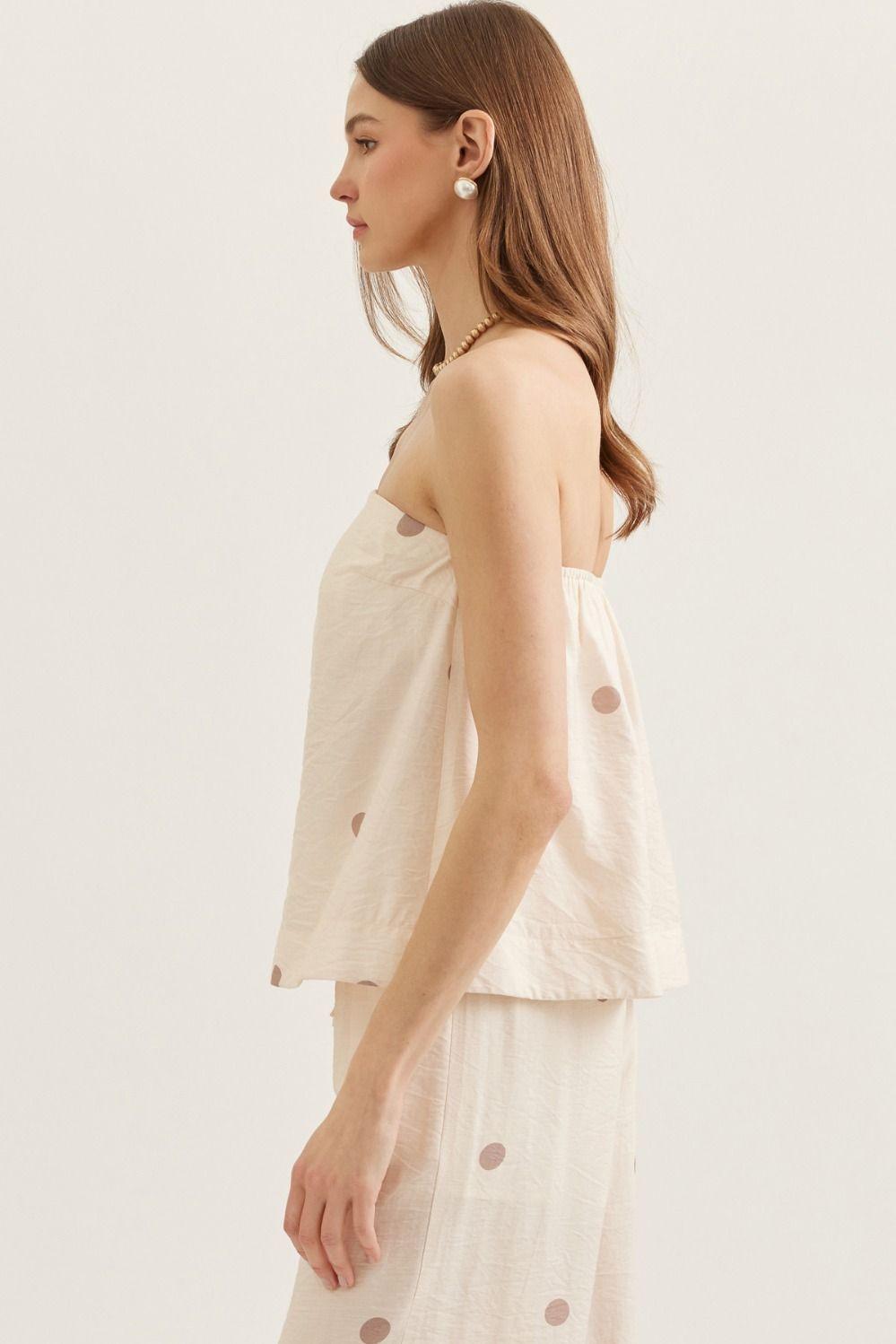 Ecru Polka-Dot Linen Set