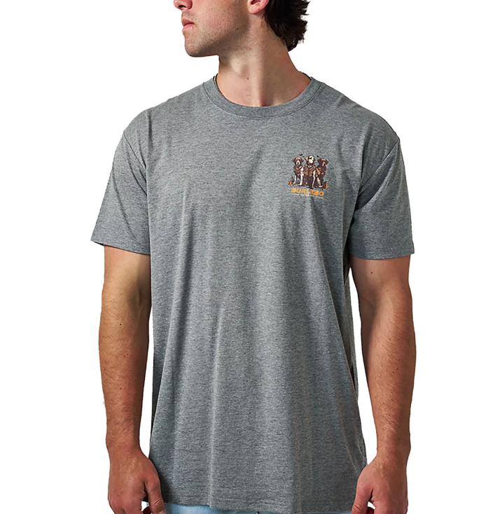 Burlebo - Short Sleeve Tee - Camo Duck Dogs - Dark heather grey