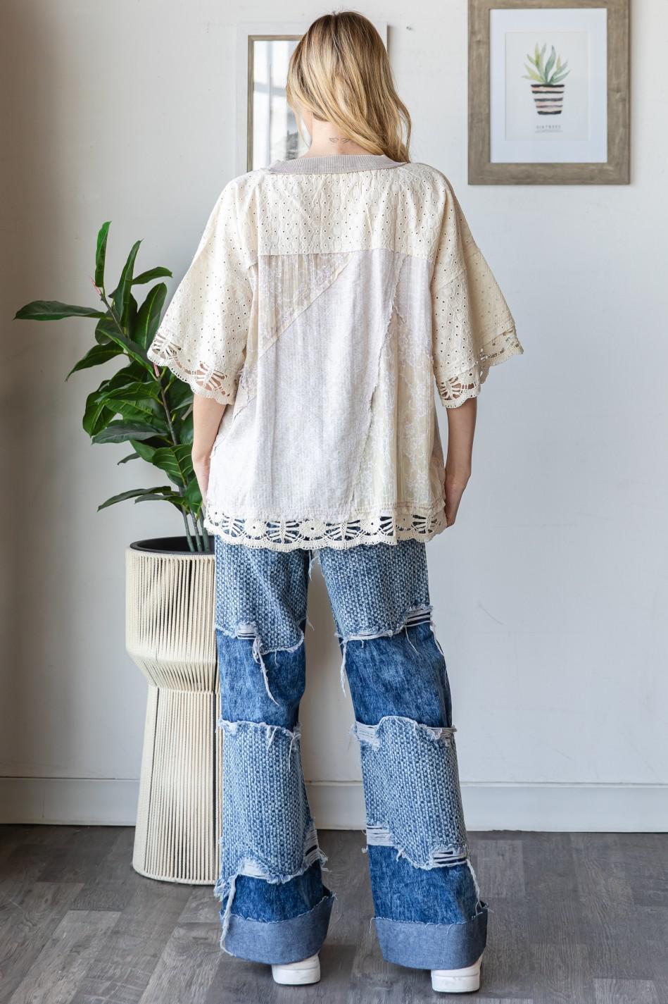Washed Fabric Mix Top