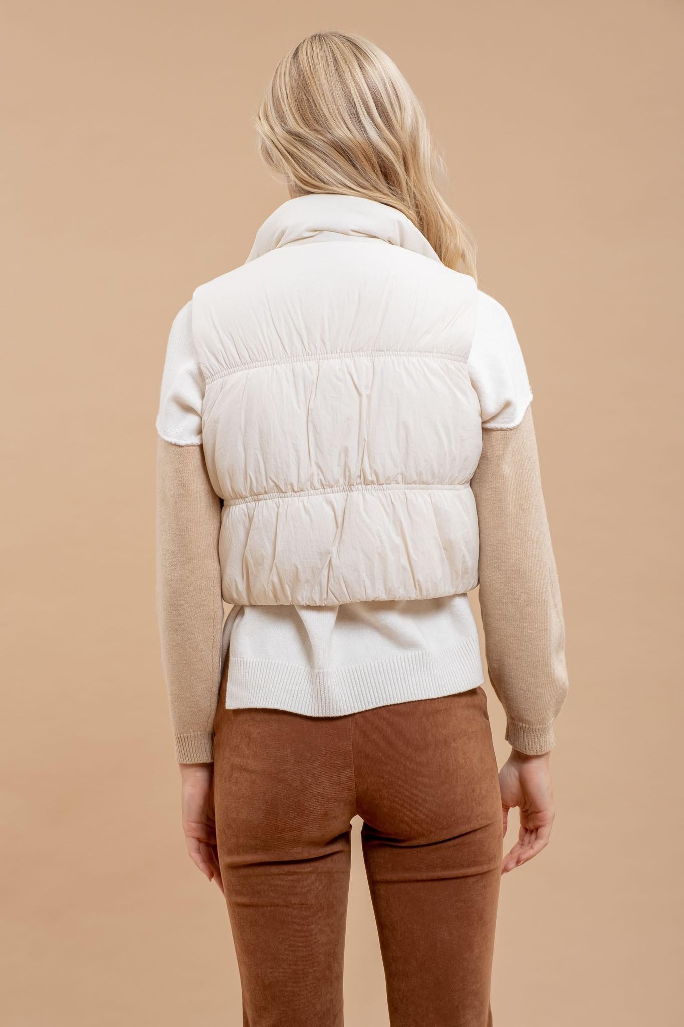 Ivory Cropped Puffer