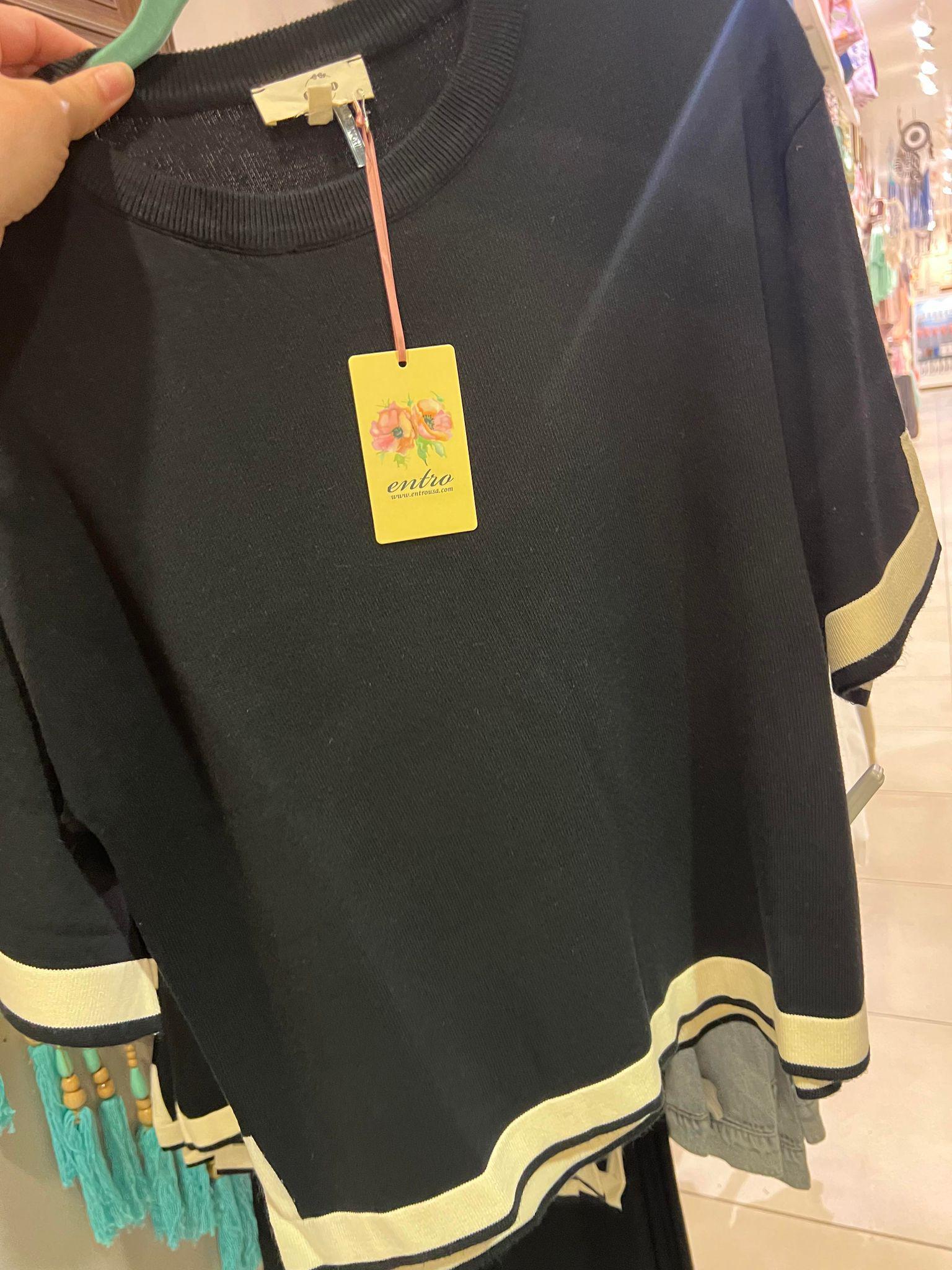 Black Knit Stripe
