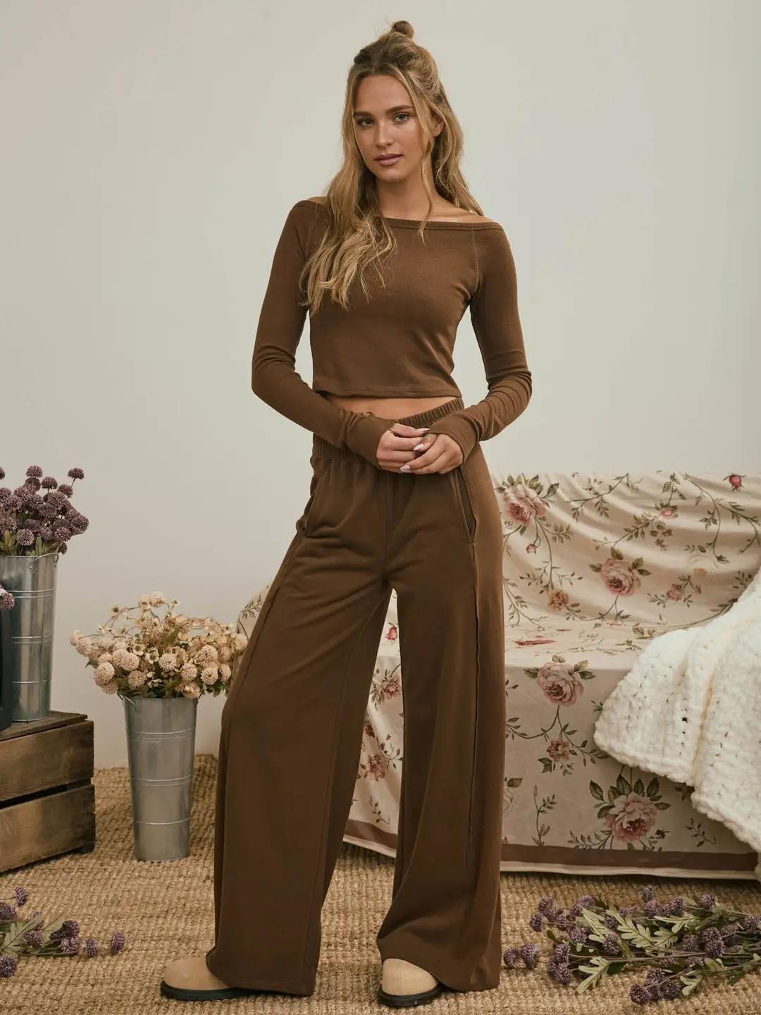 Elastic Waist Side Panel Knit Lounge Pants