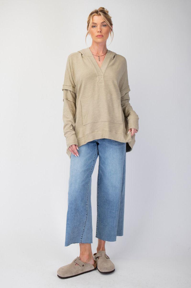 Sage Textured Knit Hoodie