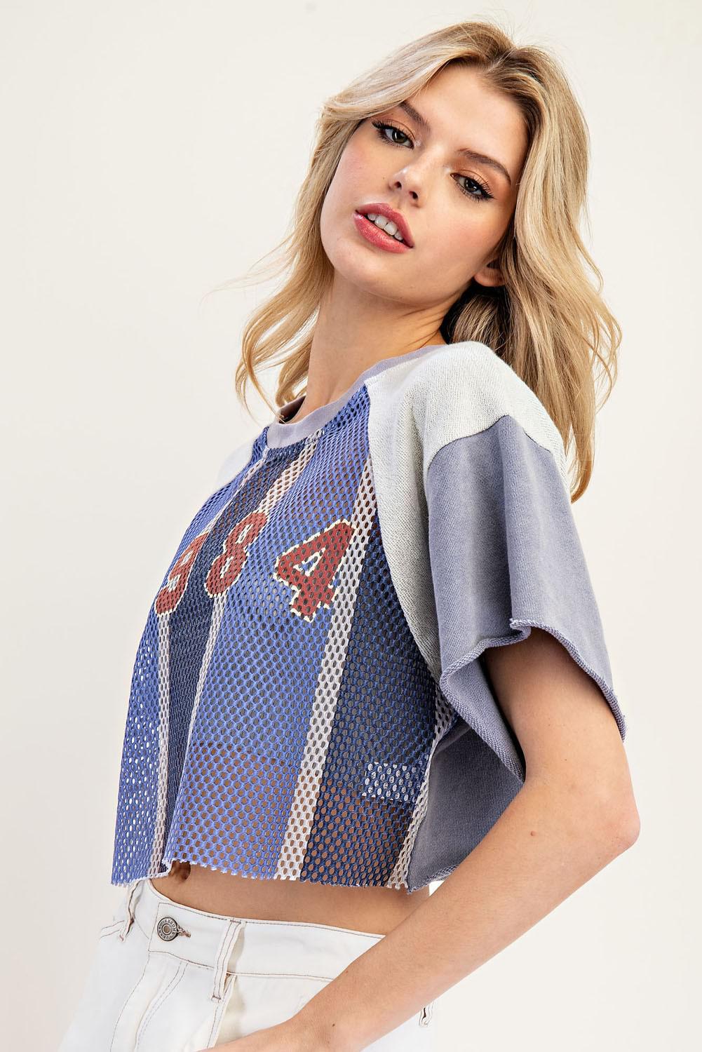Cropped Colorblock Varsity Top