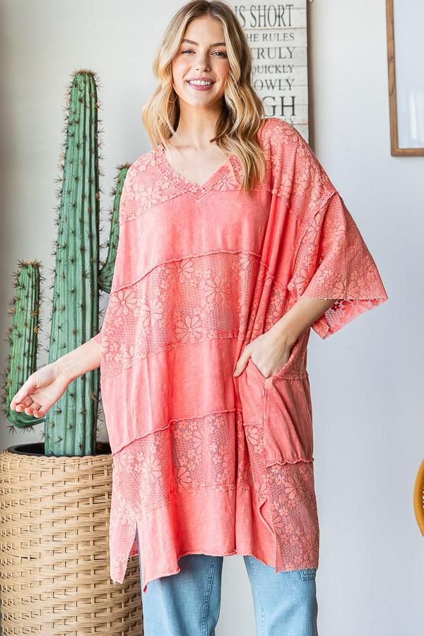 Lace Mix Media Hem Boxy Top