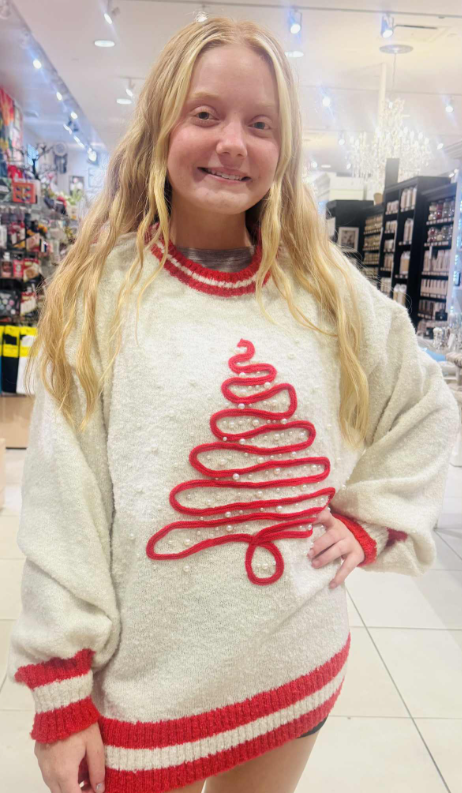 Christmas Tree with Pearls Sweater